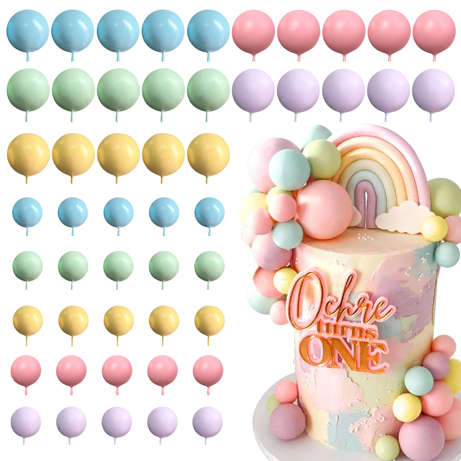 Event & Party Supply - 50 stuks kleurrijke ballon regenboog taart