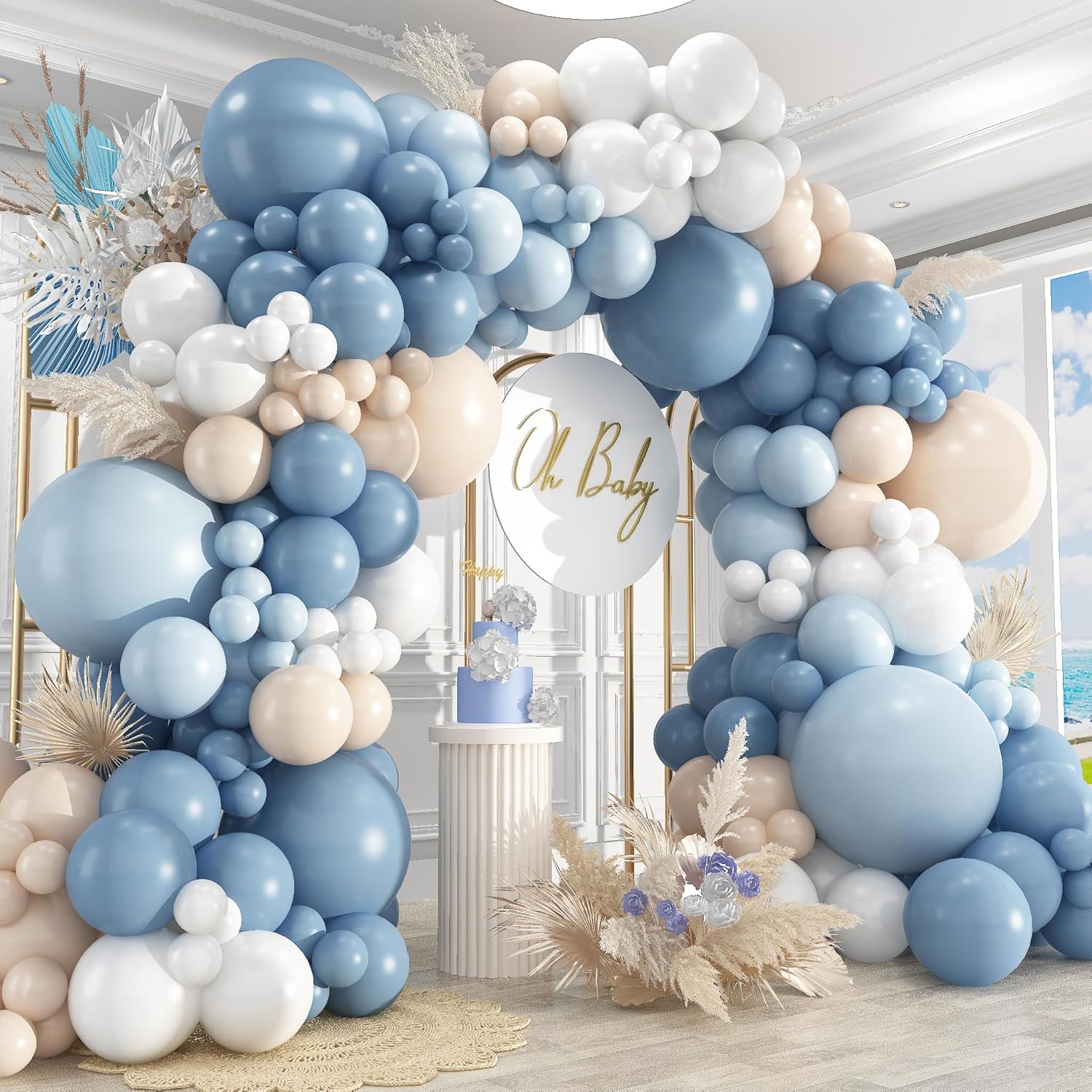 Balloon Arch Kit - Stoffige Blauwe Zandwitte Latex Ballonnen Garland