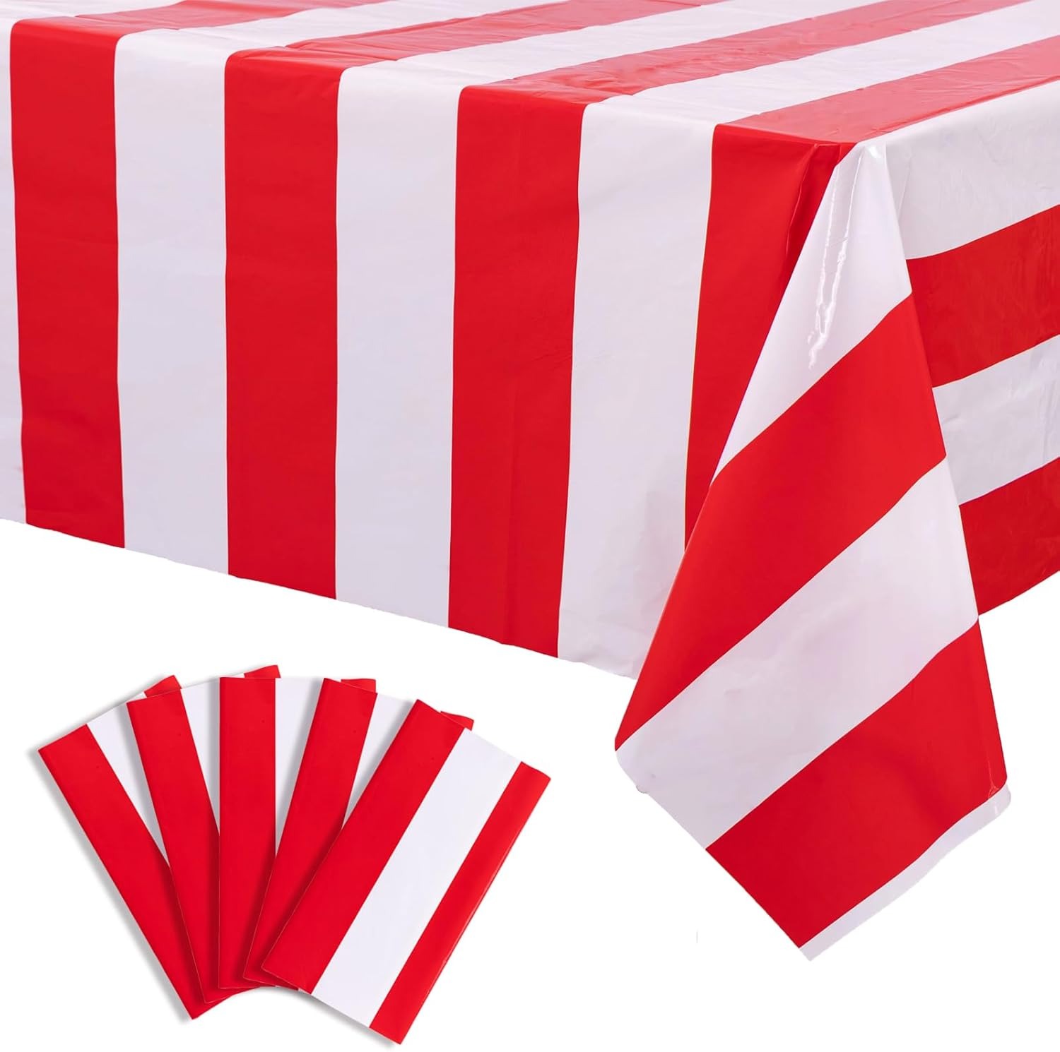 Table Cloth Disposable - 3 Packs Rood en Wit Horizontaal