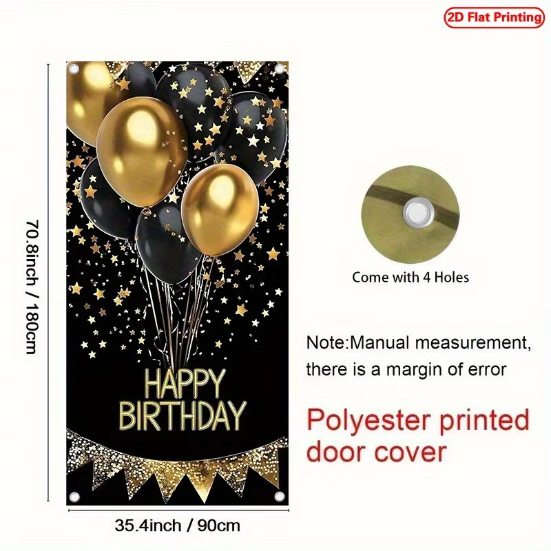 2D deurbanner, 1 elegante zwar - Party Banner Gold recensie en prijs