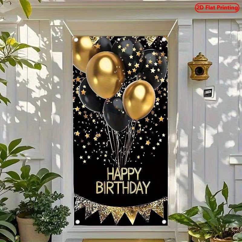 2D deurbanner, 1 elegante zwar - Party Banner Gold recensie en prijs