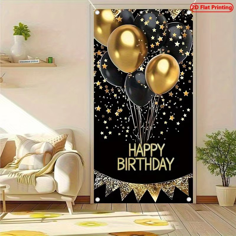 2D deurbanner, 1 elegante zwar - Party Banner Gold recensie en prijs